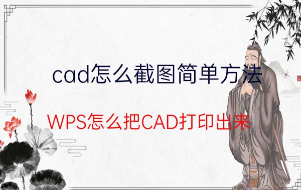 cad怎么截图简单方法 WPS怎么把CAD打印出来？